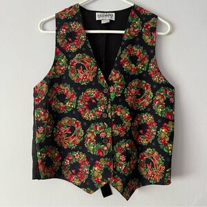 🎄Vintage Christmas Wreath Button Down Vest